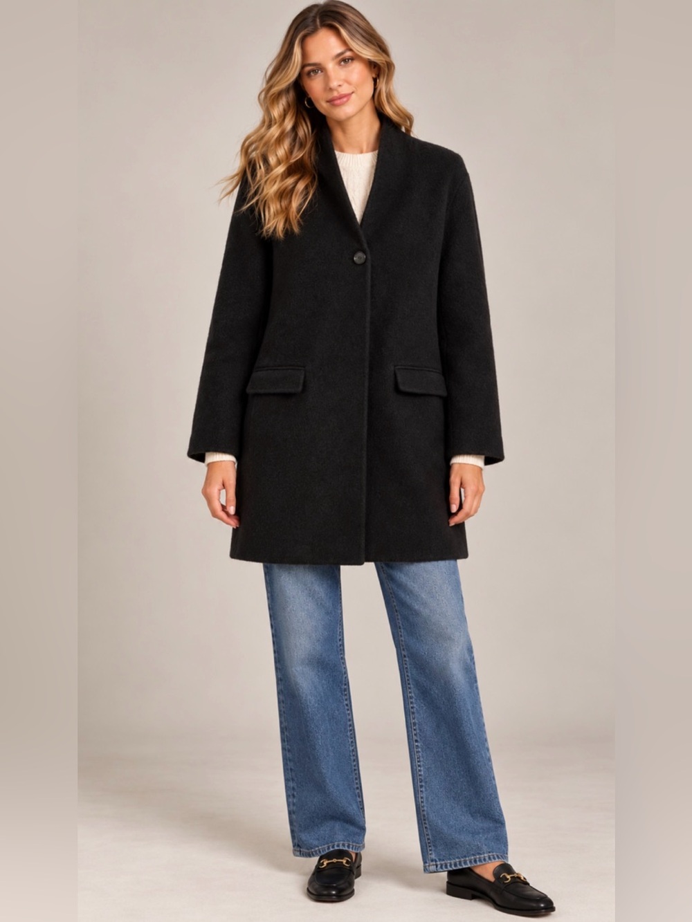 MASSIMO DUTTI Wool And Alpaca Single Button Coat